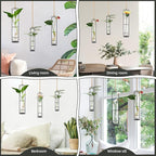 MIPON Metal Hanging Plant Propagation Station,3 Size Glass Test Tube Hydroponic Planter,Boho Wall Hanging Plant Cuttings Holder,Indoor Water Plant Terrarium Tubes for Home Office Window Decor-Black