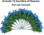 HyeFlora Artificial Flowers for Outdoor Indoor Garden Home Decoration, Faux Flower Daisy with Eucalyptus Leaves Fake Plants Greenery Boxwood Porch Patio, 12 Bundles (Blue)