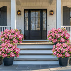Artificial Geranium Flowers for Outdoor Decoration, 6 Bundles UV Resistant Silk Geranium Fake Plants Faux Flowers for Front Porch Garden Patio Window Box Outside Indoor Decor (Pink)