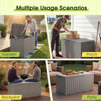 Devoko 100 Gallon Outdoor Storage Box, Waterproof Resin Deck Box for Patio Furniture, Lockable Container for Garden Cushions & Pool Supplies (Light Brown, 100 Gallon)
