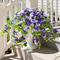 Faux Bougainvillea Artificial Flowers Plants for Outdoor Spring Summer Decoration, 2 Pcs Fake Silk Flower Outside UV Resistant Realistic Long Trailing Vines for Home Porch Patio Balcony Yard(Purple)