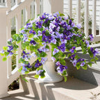 Faux Bougainvillea Artificial Flowers Plants for Outdoor Spring Summer Decoration, 2 Pcs Fake Silk Flower Outside UV Resistant Realistic Long Trailing Vines for Home Porch Patio Balcony Yard(Purple)