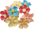 BTMIEY 10 PCS 3D Flower Ceramic Tiles,1.6" Handmade Procelain Ceramic Flowers for Artwork,Fish Tank,Vases,Living Room, Dining Table,Office, Home Floral Decor (Single-Flowered Mix Color)
