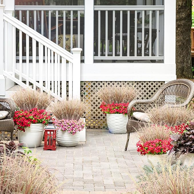 12Pcs Artificial Grass Plants, Faux Shrubs Wheat Grass, Artificial Tall Grass Fake Plants for Outdoor Decor,Artificial Greenery Stems Weed for Room Indoor Home Decor（Light Purple）