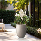 Kante 21.7 Inch Tall Concrete Planter, Large Indoor Outdoor Plant Pot with Drainage, Smooth Weathered Concrete Finish with Painted Interior, Ideal for Porch, Home, Garden, Patio