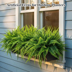 MAQIHAN 20 PCS Fake Fern - Artificial Ferns for Outdoors Faux Ferns for Outdoors Planter Large Outdoor Patio Decor Boston Fern Artificial Plants Faux Greenery Outdoor Porch Decor
