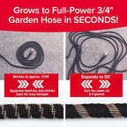 Pocket Hose 50 FT Copper Bullet Expandable Garden Hose w/10 Pattern Thumb Spray Nozzle AS SEEN ON TV 650psi 3/4 in Patented Lead-Free Ultra-Lightweight Solid Copper Anodized Aluminum