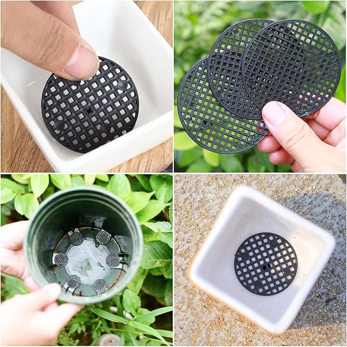 200 Pack Plant Pots Hole Mesh Pad Plastic Flower Pots Drainage Hole Cover Screen Filter for Flower Planters Boxes Ceramic Succulent Planter Terracotta Clay Pot Bonsai Outlet Training Pot