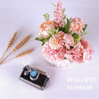 Artificial Potted Flowers Pink, Small Ceramic Vase Fake Flower Plants Desktop Decoration Indoor for Home and Office, Faux Flowers Hydrangea Decora for Table,Bookshelf,Bedroom,Living Room,Party.(Pink)