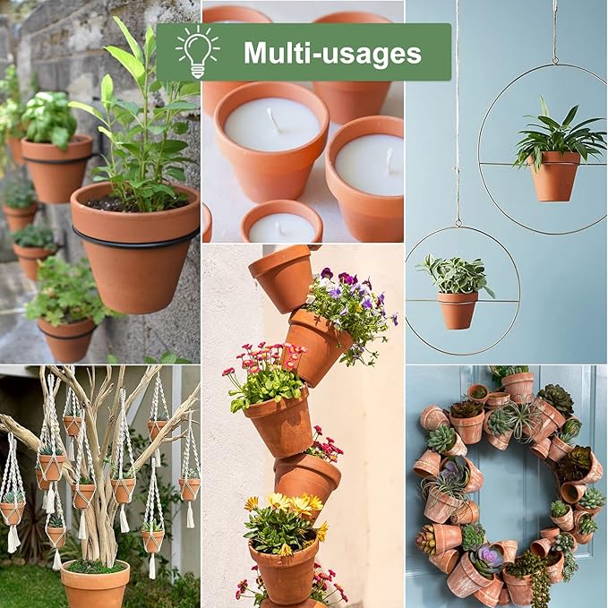 Orceler 4 Inch Terracotta Pots with Saucer - 6 Pack Small Clay Plant Pots with Drainage Holes, Flower Pots with Tray, Terra Cotta Pots for Indoor Outdoor Plants, Crafts, Wedding Favor