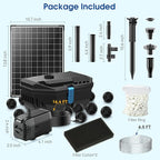 NFESOLAR Pond Kit, Includes Pond Waterfall Spillway and Solar Pond Filter Fountain, for Garden Outdoor Pond