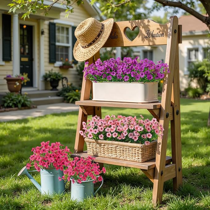 Alupssuc 24 Bundles Artificial Flowers for Outdoors Decoration, UV Resistant Silk Faux Daisy Flora Spring Fake Plastic Plants Greenery for Outside Indoor Yard Home Porch Window Box Decor(3 Colors)