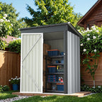 Greesum Outdoor Storage Shed 5 x 3 ft. Utility Tool Shed Metal Storage Garden Shed with Door & Lock for Patio Storage, White