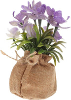 Realistic Faux Phalaenopsis Orchid Flower Plant in Potted Burlap Bag Simulation Butterfly Orchid for Home Table Decor for Office and Living Room