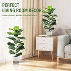 Suntee 2 Pack Artificial Fiddle Leaf Fig Tree, 30" Ficus Lyrata Fake Plants with Cotton Rope Basket, Floor Plant Outdoor Faux Plants for Living Room, Corner, Office, Patio, Windowsill Decor
