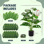 Der Rose 28" Fake Plants Large Artificial Monstera Faux Potted Plants Indoor Tall in Black Pots for Outdoor Floor Front Porch Decor