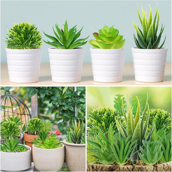 QUOZUO 22pcs Artificial Succulents Realistic Mini Succulent Plants, Green Succulents Small Plants for DIY Crafting Garden Home Arrangement Office Decorations (Unpotted)