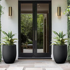 Kante 21.7 Inch Tall Concrete Planter, Large Indoor Outdoor Plant Pot with Drainage, Smooth Black Finish with Painted Interior, Ideal for Porch, Home, Garden, Patio