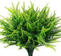 12 Bundles Artificial Fake Plants for Outdoor Faux Boston Fern for Home Decor UV Resistant Fake Plants Greenery for Front Porch Planter Indoor or Outdoor (Green)