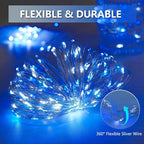 Extra-Long 144FT Solar String Lights for Outside, 2 Pack 400LED Solar Fairy Lights Outdoor Waterproof, Copper Wire with 8 Modes Solar Powered Twinkle Lights for Tree Party Xmas Decor (Blue and White)