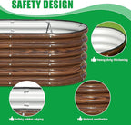 SnugNiture 4x2x1.5ft Raised Garden Bed Outdoor, 17" Tall Galvanized Metal Planter Box, Oval Raised Garden Bed Kit for Planting Vegetables Plants Fruits, Brown