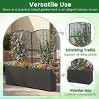 Happygrill Raised Garden Bed with Trellis, 58" Wicker Planter Box with Privacy Screen, Liner, Drainage for Patio Balcony, Outdoor PE Rattan Elevated Garden Bed for Climbing Plant Vine Flower (Black,1)