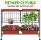 CADUKE Raised Garden Bed, Garden Raised Planter Box with Legs, 32" Elevated Vegetable Garden Beds with Drainage Holes & Trellis, Herb Garden Planter Outdoor for Vegetables, Balcony, Red