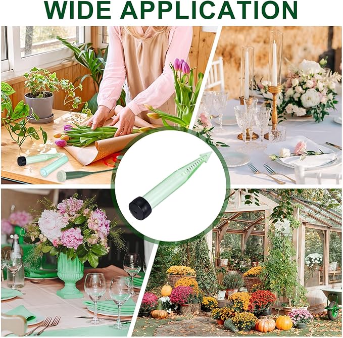 MECCANIXITY 25 Pcs Floral Water Tubes, 4 Inch Transparent Flower Water Tubes Floral Vials with Rubber Caps for Fresh Flowers Arrangement Decor Milkweed Cutting Florist Supplies, Black/Green