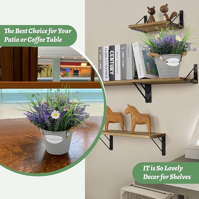 Fake Plants Purple Lavender Flowers in Pot 10" Tall Faux Artificial Potted Plant Greenery for Home Living Room Patio Coffee Table Farmhouse Aesthetic Bedroom Bathroom Decor
