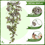 2-Pack Fake Hanging Plants, Faux Hanging Plant Artificial Greenery for Living Room Bedroom Boho Wall Shelf Indoor Outdoor Decor (Purple Feather Leaf)