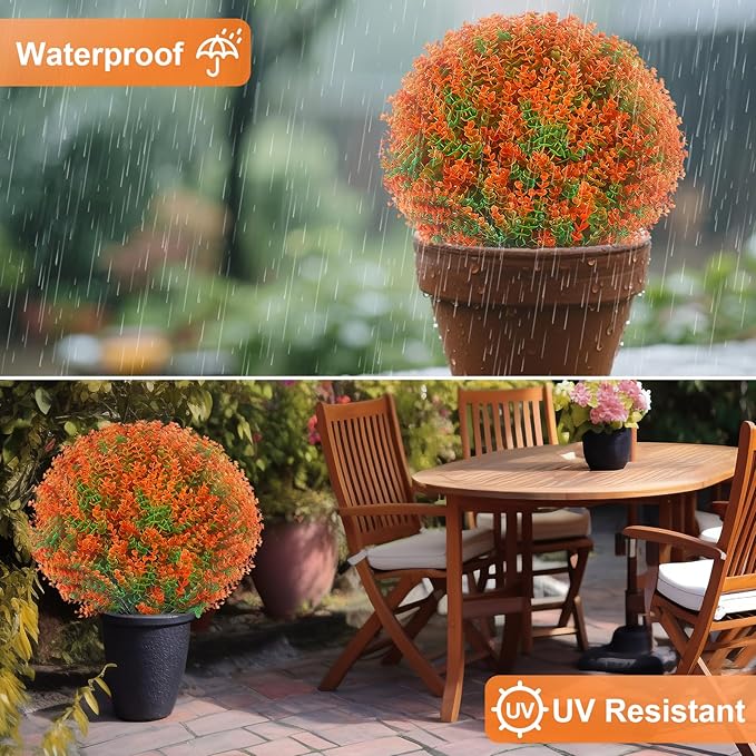 Artificial Boxwood Topiary Ball Trees 25.6": 2 Pack Fake Shrubs with Spike – UV Resistant & Fade Resistant, Evergreen Faux Plant for Indoor Outside Front Door Porch Garden Spring Decor