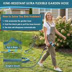 NON-EXPANDABLE Garden Hose 25 ft, Ultra Lightweight Flexible Water Hose with 10-Pattern Nozzle & Shut-Off Valve, Holder, Leakproof & Kink-Resistant Reinforced Fittings for Yard Outdoor
