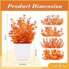 Der Rose 4 Pack Fall Fake Plants Mini Artificial Greenery Potted Plants Fall Decorations for Home Decor Indoor Office Table Room Farmhouse Bathroom Fall Decor