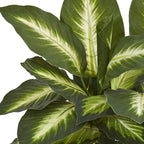 Nearly Natural Artificial Dieffenbachia Plant Faux Greenery in Ceramic Planter for Indoor Home Decor
