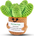 JELUTAR Gifts for Mom Crochet Positive Succulent, Mother's Day Birthday Gifts from Daughter Son for Mom Friends Wife Cute Funny Plant Decors (Mom's Green Thump)