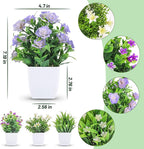 Der Rose 4 Pack Small Fake Plants Mini Artificial Faux Plants Indoor with Flowers Spring Decorations for Home Room Farmhouse Desk House Bathroom Decor