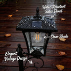 Solar Floor Lamps with Planter (2-in-1 Design), 36.5" Outdoor Solar Lamp Post - IP44 Waterproof, Warm White Lights Dusk to Dawn 6-8Hr, Easy Install for Lawn, Patio, Porch, Yard & Pathway Decor