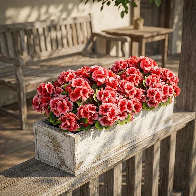 lovemoon 16 Pcs Artificial Geranium Plant Realistic Silk Flowers for Outside UV Resistant Faux Geraniums Flowers for Indoor Outdoor Home Garden Office Decoration (16, Peach)
