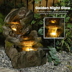 Sunlinua 31.5" L Outdoor Water Fountain with 3 Tiers Cascading Realistic Tree Trunk Waterfall Fountains with LED Lights Outdoor Water Fountain for Garden Patio Backyard Porch Home Decor