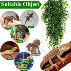 Suncalla Reptile Plants Terrarium Hanging Plants Vines Boston Climbing Terrarium Plant with Suction Cup for Bearded Dragons Lizards Crested Gecko Snake Crab Tank(Classic Series,Light Dark Green)