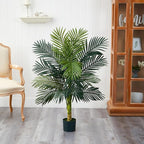 Nearly Natural 4ft Golden Cane Palm, Double Stalk Artificial Tree With Lush Realistic Foliage Maintenance Free Indoor Faux Palm Plant For Living Room, Easy Setup, Perfect Tropical Decoration