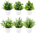 Yoratee Artificial Plant 6PCS Small Fake Plant Greenery Potted Plant Cute Indoor Faux Plant Houes Office Table Desk Bathroom Decor Plants
