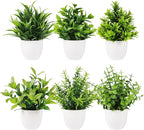 Yoratee Artificial Plant 6PCS Small Fake Plant Greenery Potted Plant Cute Indoor Faux Plant Houes Office Table Desk Bathroom Decor Plants