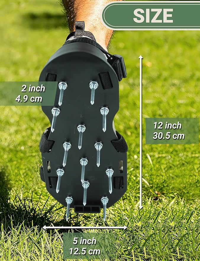 Lawn Aerator Shoes for Lawn, Soil Yard Aerator Tool with Hook & Loop Straps for Effectively Aerating, One Size Fits All Free-Installation Lawn Shoes for Yard Garden Patio Grass