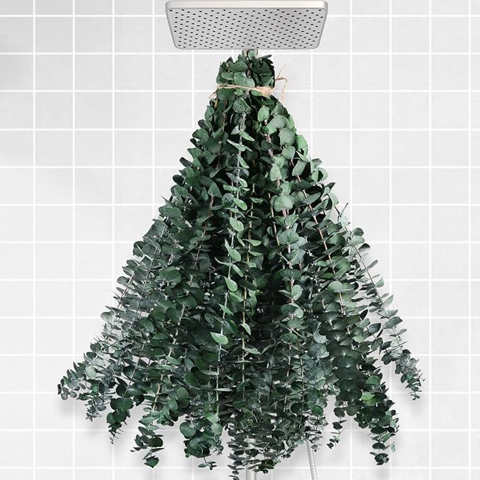 Dried Eucalyptus for Shower Hanging - 17'' Real Large Preserved Eucalyptus Stems Green Home Decor, 100% Made from Fresh Eucalyptus Leaves, Bathroom Shower Decor, Wedding, DIY (36PCS)