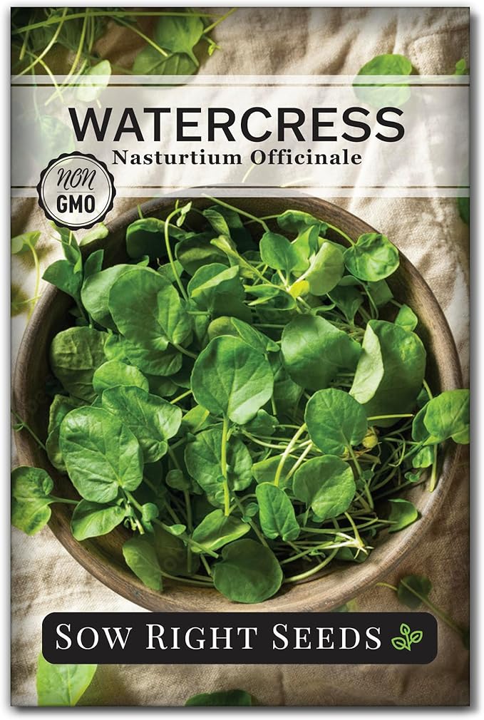 Sow Right Seeds - Watercress Seeds for Planting - Non-GMO Heirloom Packet with Instructions to Plant and Grow Home Garden - Fast-Growing Aquatic Vegetable with Edible Leaves - Fresh and Delicious