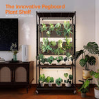 Bstrip Plant Cabinet with Pegboard, 3 Tier Plant Shelf with Grow Light, Metal Plant Stand with 4 Pack 96W Grow Lights for Indoor Plant, Foliage Plants, Seed Starting, 29.5"x13.8"x59"