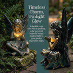 Oinas Solar Fairy Garden Statue Decor - Resin Fairy Figurines with Butterfly Light, 8.5 in Angel Fairy Outdoor Decor, Birthdays, Valentine's Day Garden Sculpture Gifts for Women