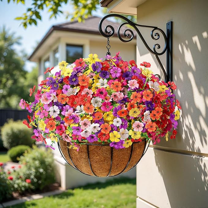 Alupssuc 48 Bundles Artificial Flowers for Outdoors Decoration, UV Resistant Silk Faux Daisy Flora Spring Fake Plastic Plants Greenery for Outside Indoor Yard Home Porch Window Box Decor, Mix 8 Colors