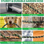 Garden Hose 50 ft Water Hose Flexible Non-Expandable Outdoor Heavy Duty Lightweight Leakproof Kink-free flex Watering Hose Pipe with Nozzl for 3/4 inch Fitting Yard Lawn Outside Car Wash